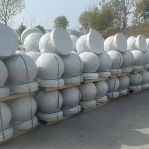 佛山 白麻花岗岩石材圆球，石球，挡车球，隔离球，景观石球，风水球等