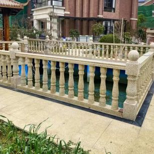 佛山黄金麻花岗岩石材栏杆，扶手，将军柱，花瓶柱