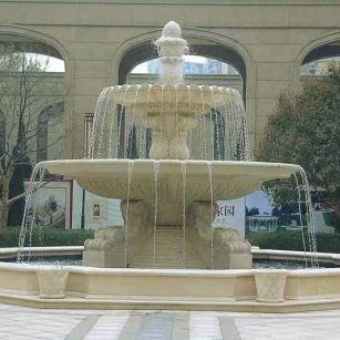 佛山 黄金麻花岗岩异型加工——户外庭院石雕流水喷泉