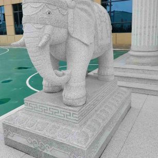 佛山 白麻花岗岩动物异形石雕-大象