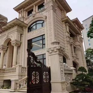 佛山 黄金麻花岗岩别墅外墙干挂效果展示