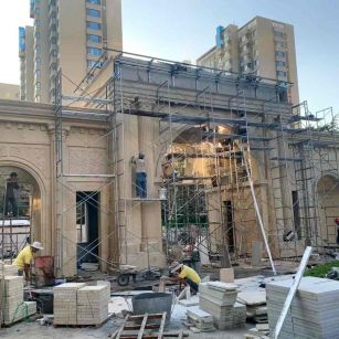 佛山 黄金麻荔枝面花岗岩小区门楼外墙干挂