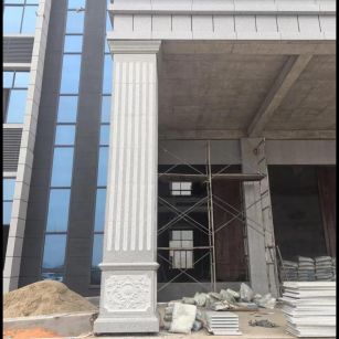 佛山 芝麻白光面花岗岩门楼大柱（罗马柱）配雕花底座