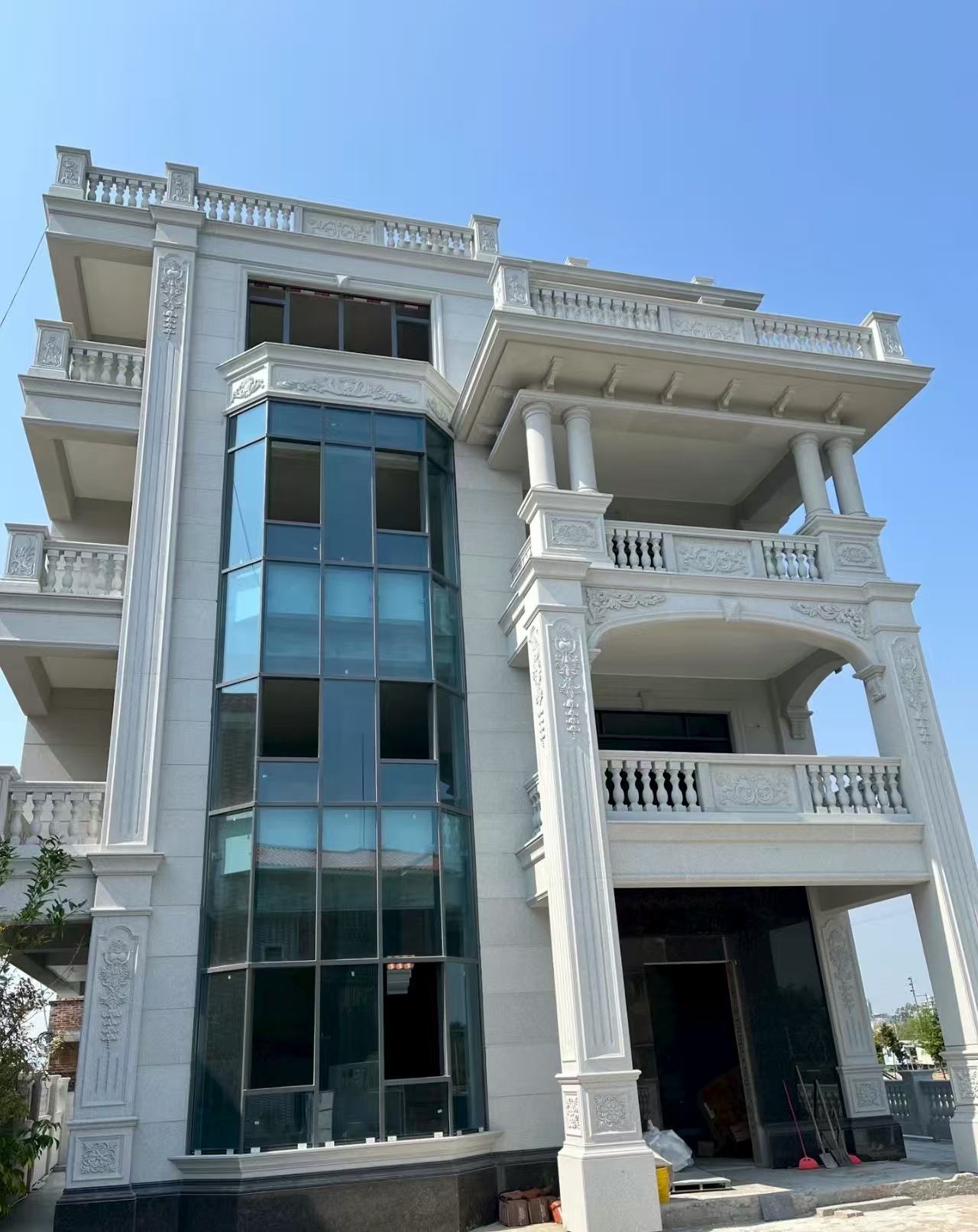 佛山 白麻花岗岩别墅外墙干挂效果展示