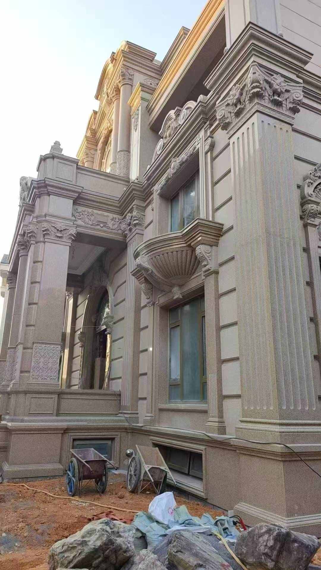 佛山 黄金麻花岗岩光面别墅外墙干挂施工完成