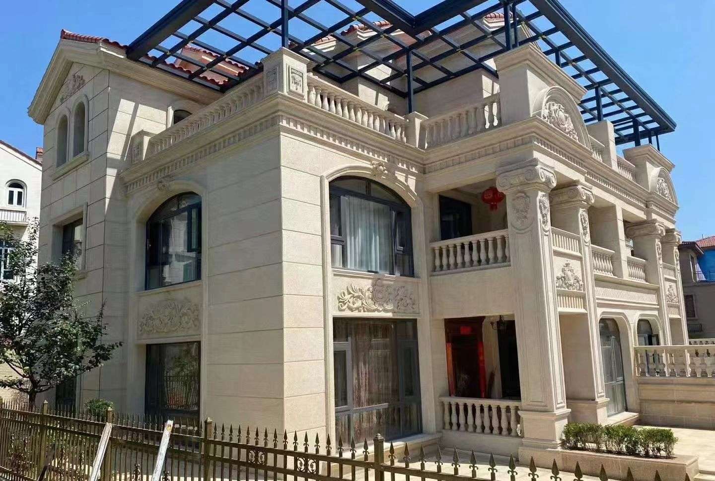 佛山 黄金麻花岗岩荔枝面别墅外墙干挂